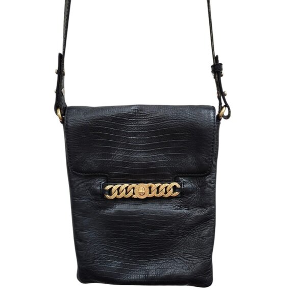 Marc by Marc Jacobs Black Leather Crossbody Bag Gold Logo Plate Designer Purse - Picture 5 of 12